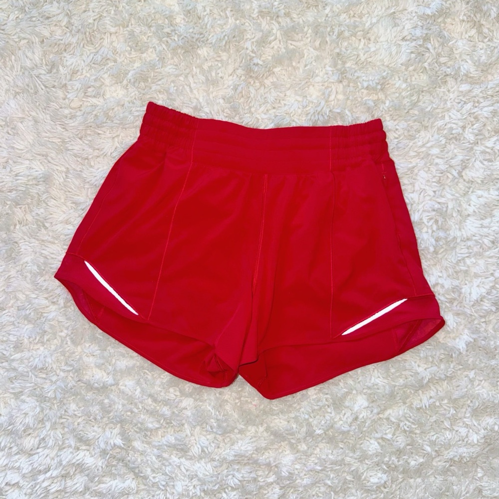 Dark Red Hotty Hot High-Rise Short 4” Lululemon